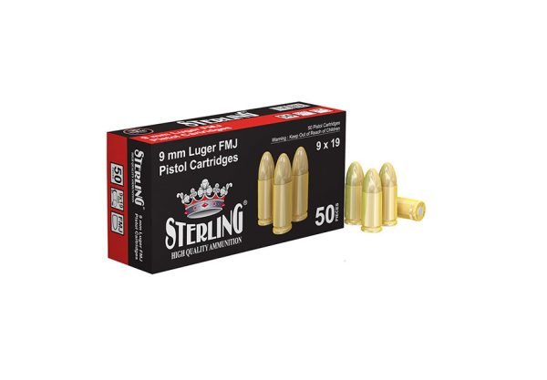 STERLING 9x19 mm Luger FMJ Pistol Cartridge /124 Grain