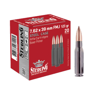STERLING 7.62×39 mm Smoked Steel Case / 123 Gr