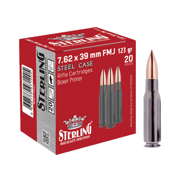 STERLING 7.62×39 mm Smoked Steel Case / 123 Gr